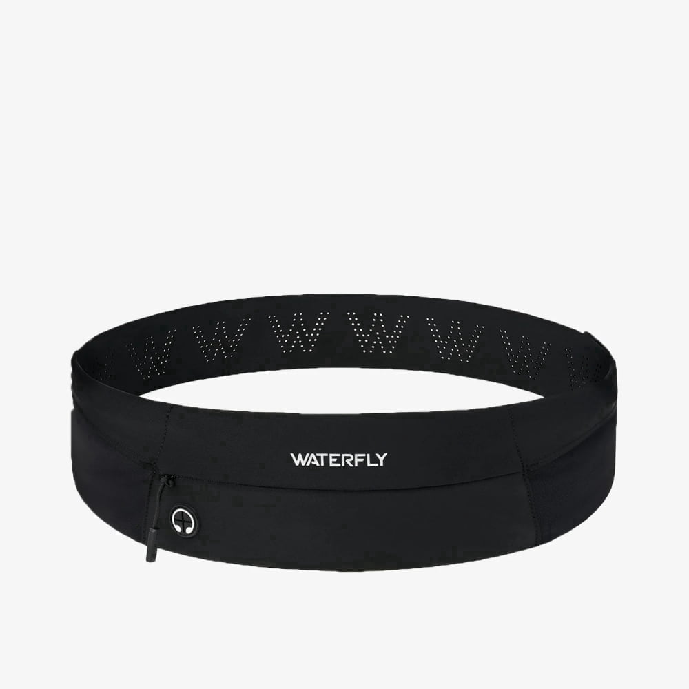 WATERFLY Unisex Adjustable Hiking Jogging Fitness Nylon Running Waist Belt,Black