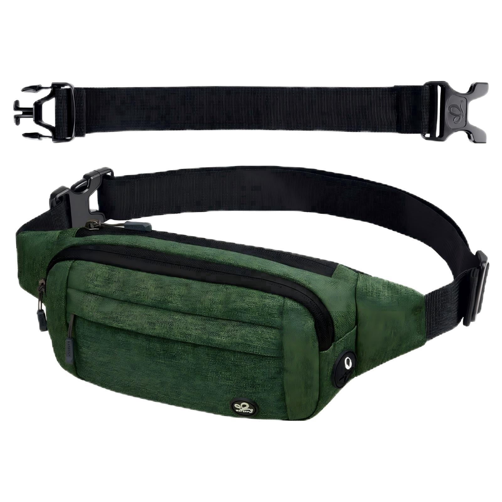 WATERFLY Unisex Lightweight Running Hiking Jogging Nylon Fanny Pack Waist Bag-Dark Blue