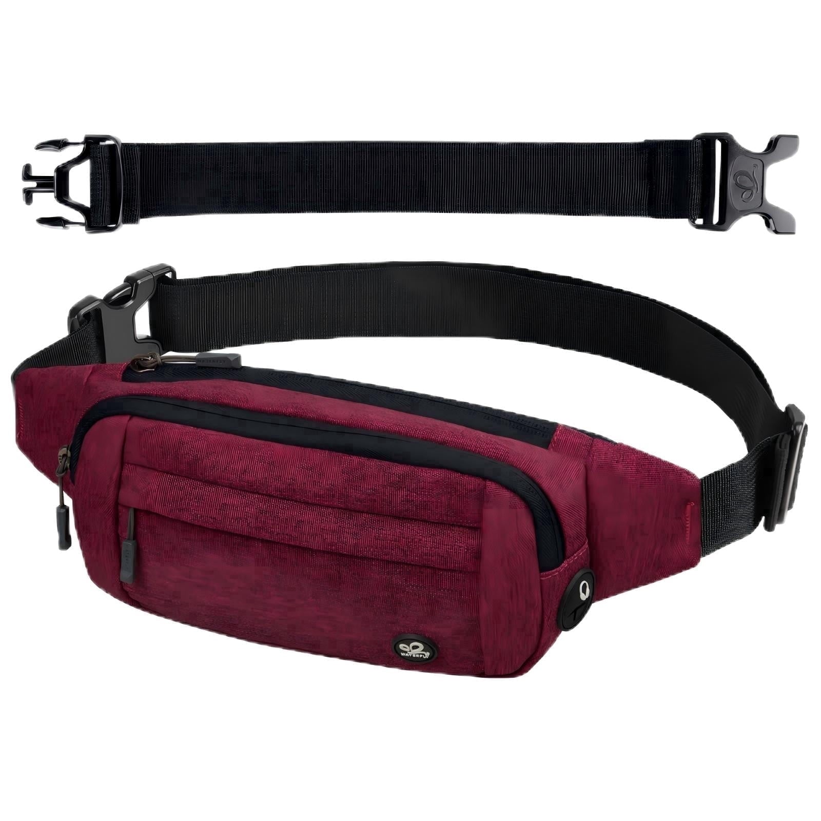 WATERFLY Unisex Lightweight Running Hiking Jogging Nylon Fanny Pack Waist Bag-Dark Blue