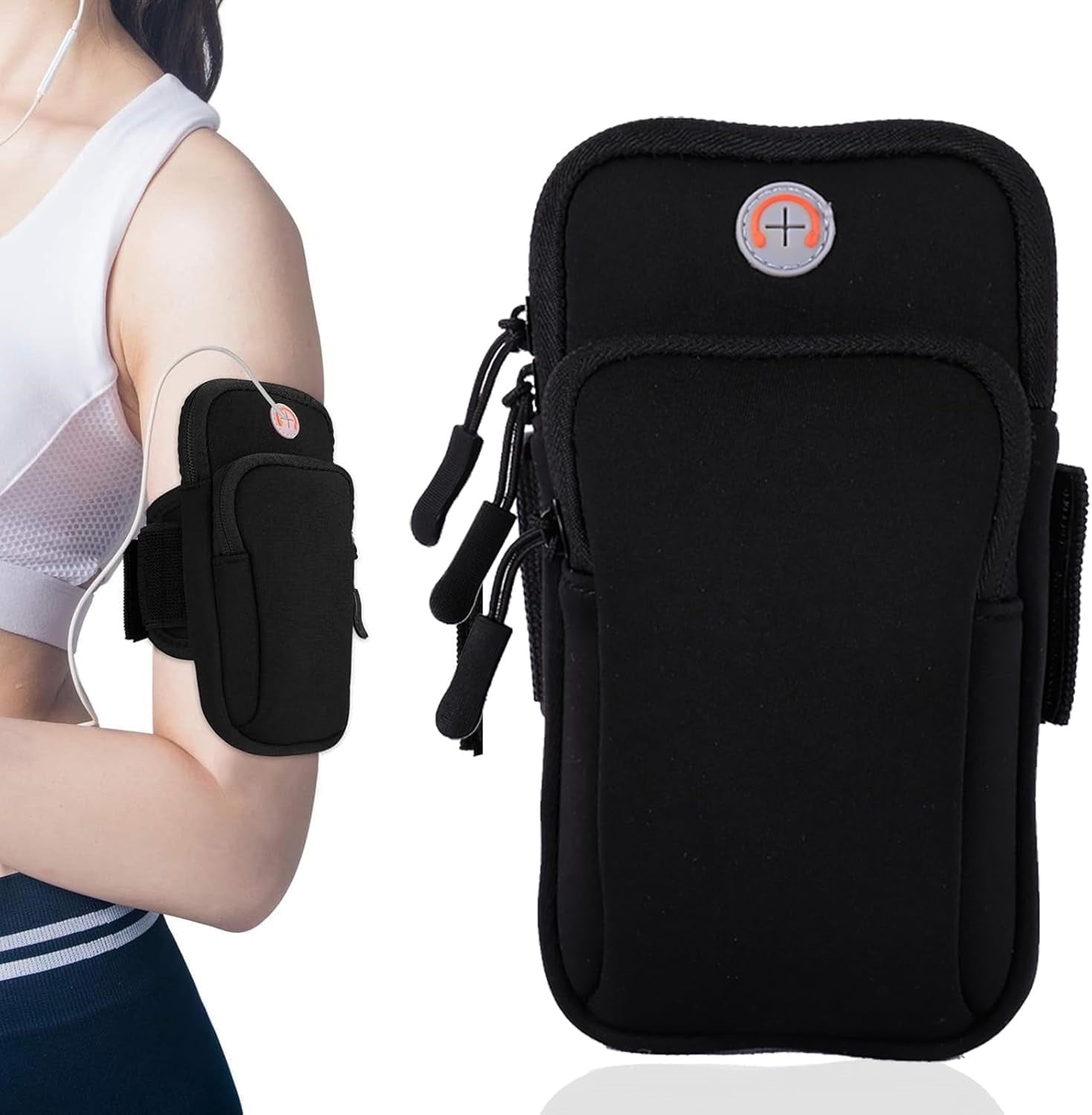 ZWHong Running Phone Holder, Universal Phone Armband for iPhone & Samsung, Workout Phone Holder with Arm Band, Secure Running Armband for Men & Women, Gym Exercise Phone Sleeve（black）
