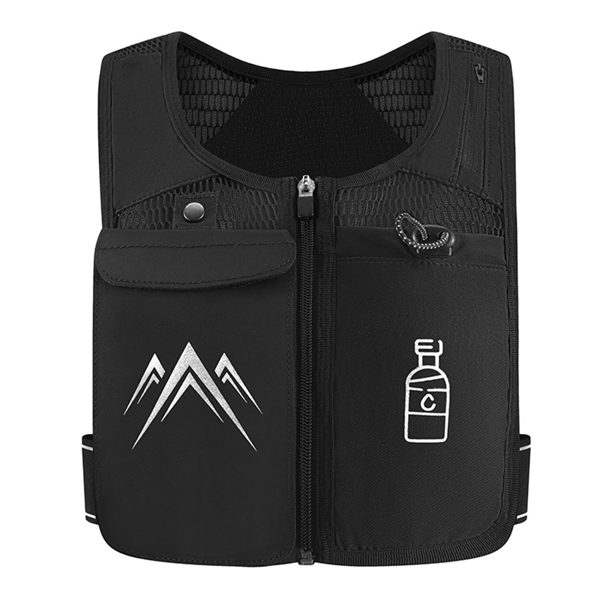 Arsvita Running Vest, Zip Reflective Running Vests with 500ml Hydration Bottle, Adjustable Waistband & Breathable Material, Chest Pack Gear Phone Holder for Running, Men & Women