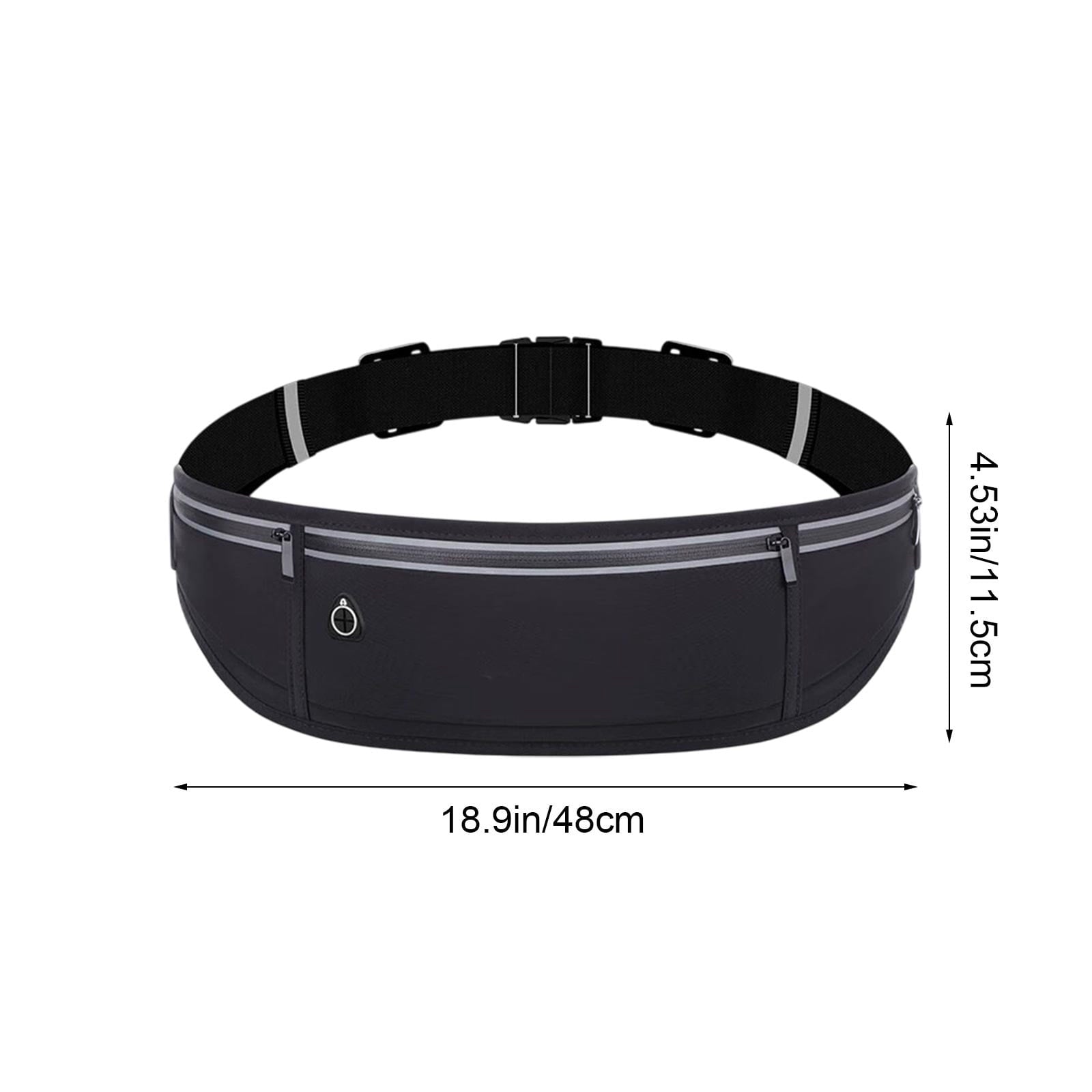 Waterproof Waist Bag Running Fanny Pack Sports Phone Pouch 18.9in with Reflective Strips Multi Pocket Adjustable Belt for Night Running Cycling Hiking Camping Gym Outdoor Sports Travel Accessories
