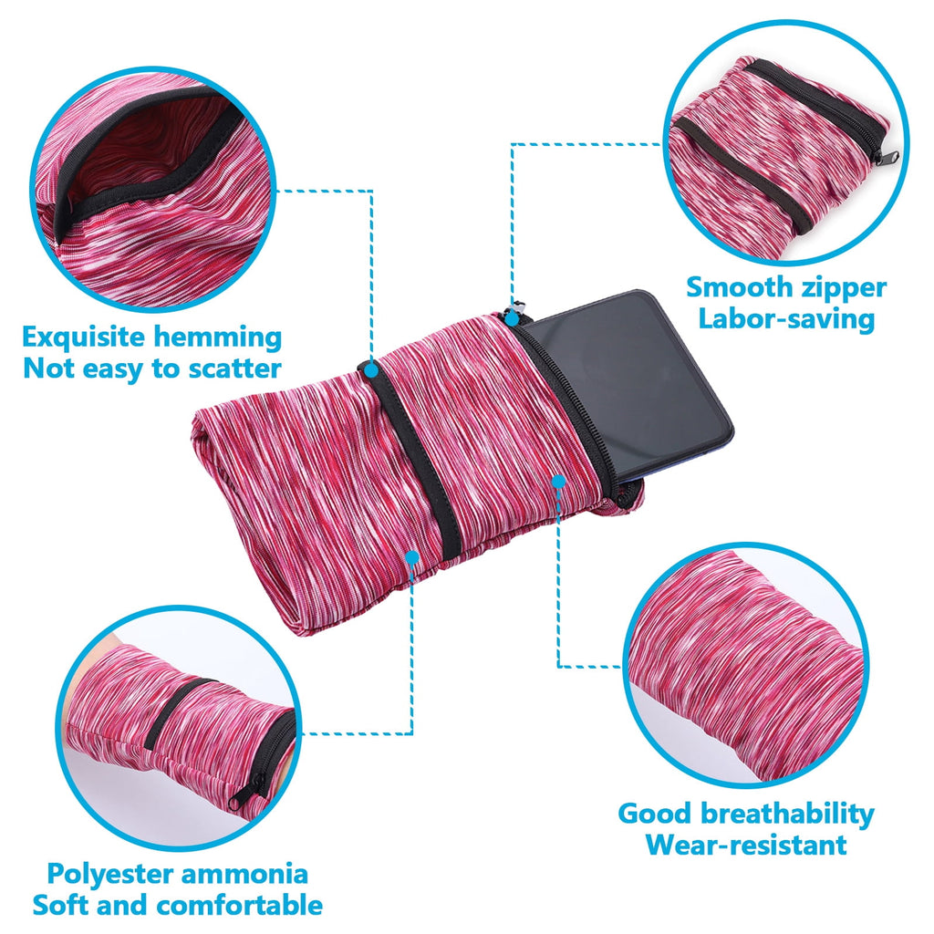 3Pcs Wrist Wallet with Zipper, Lightweight Phone Wristband for Running, Breathable Wrist Cell Phone Pouch with 2 Pockets, Wrist Phone Holder for Sports, Travel, Walking, Style B