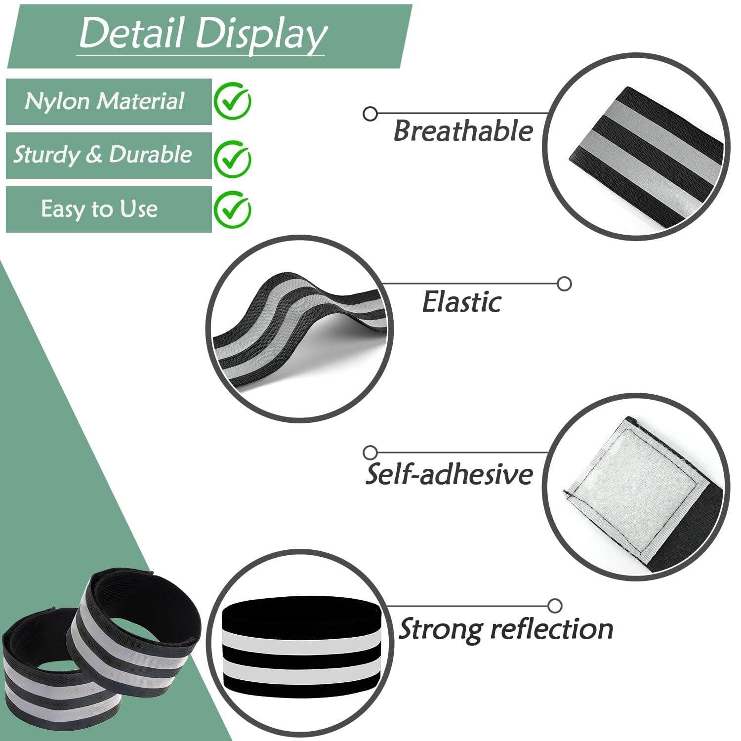 6 Pieces Reflective Strips Reflective Running Gear Reflective Armbands Flexible Reflective Strips Reflective Arm Bands Adults For Running Jogging Hiking Walking