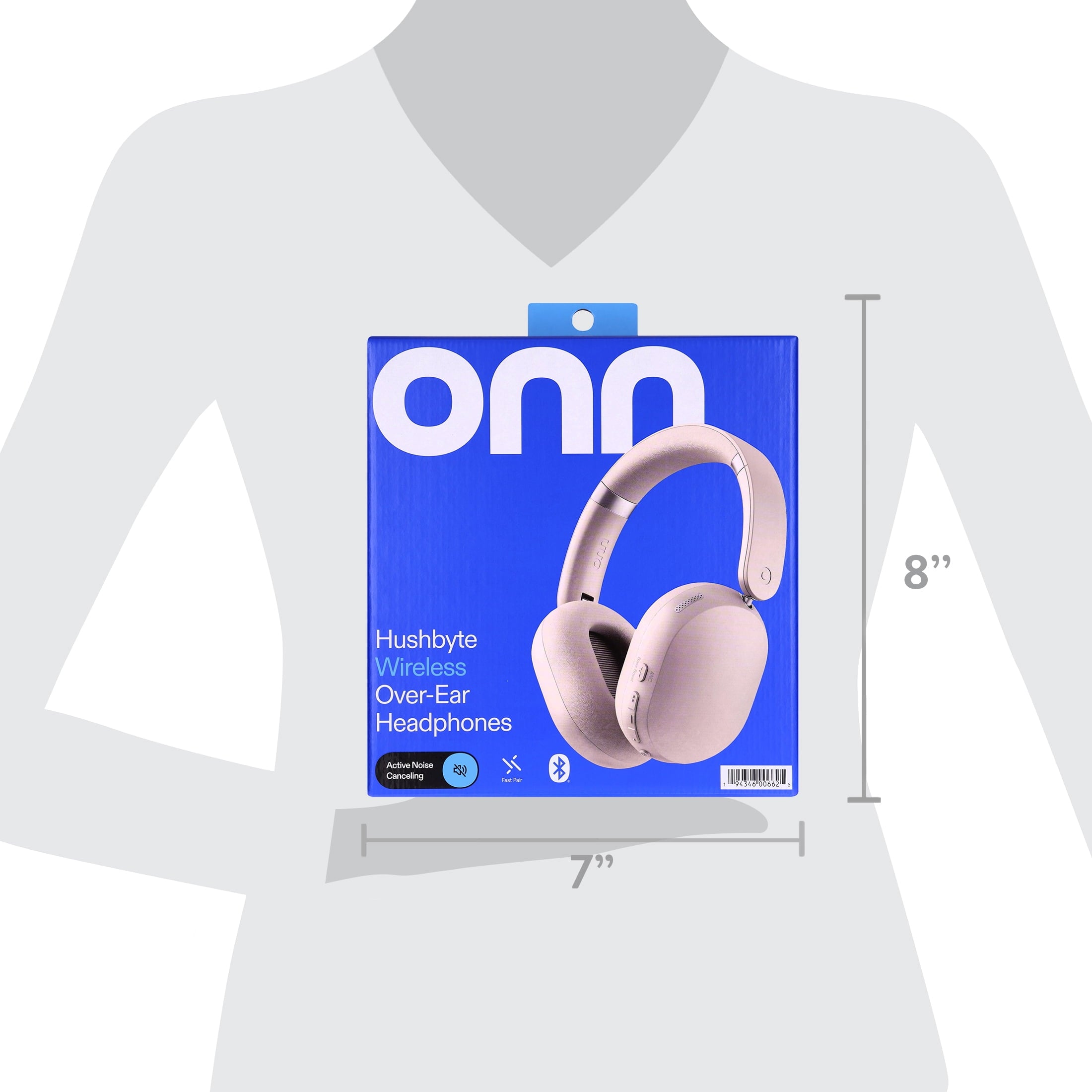 onn Hushbyte Wireless Over-Ear Headphones, Black
