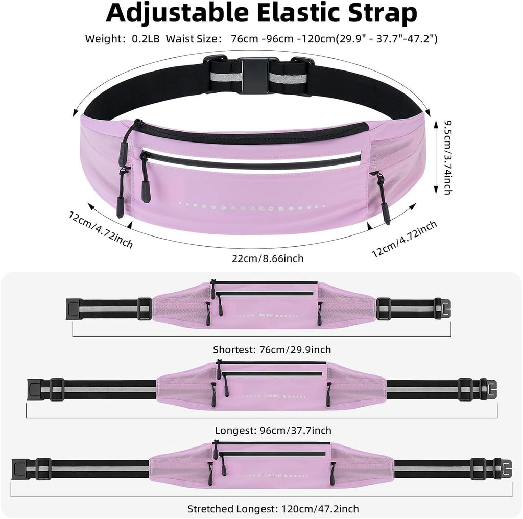 Lightweight Running Belt, Water-Resistant Pack for Women & Men, 4-Zone Organization Fits Up to 7" Phone, Reflective Strips Design for , Jogging, Hiking, Commuting