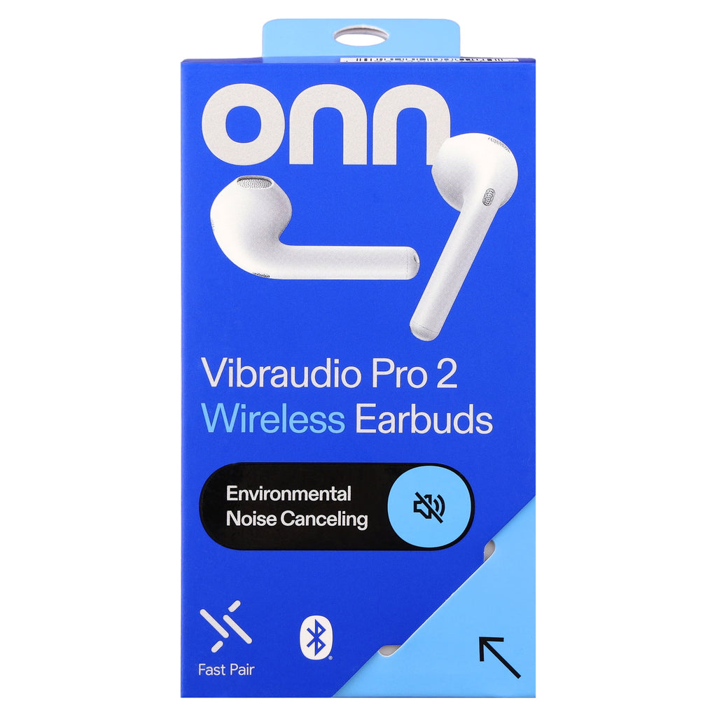 Onn Vibraudio Pro 2 Wireless Earbuds with Bluetooth and Noise Canceling, Black