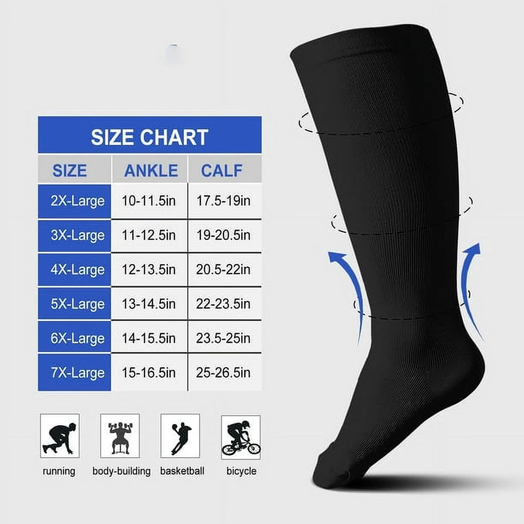 2 Pairs Wide Calf Compression Socks for Women Men AMITOFO Circulation 20-30mmHg Plus Size Knee High Support Stockings| Circulation | Nurses | Running | Travel,Beige Black 4XL