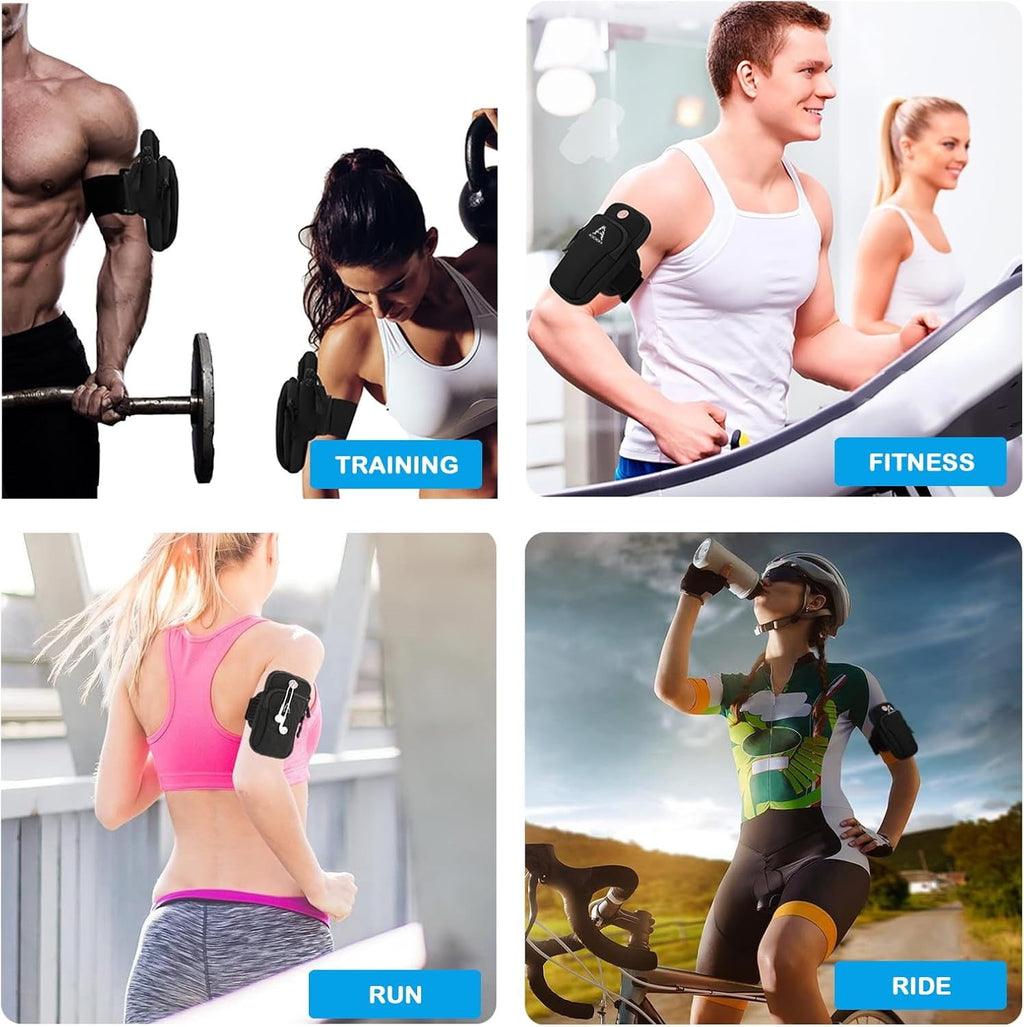 ZWHong Running Phone Holder, Universal Phone Armband for iPhone & Samsung, Workout Phone Holder with Arm Band, Secure Running Armband for Men & Women, Gym Exercise Phone Sleeve（black）