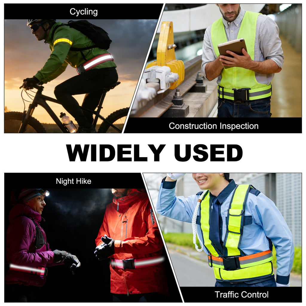 Uxcell Reflective Safety Belt, Adjustable High Visibility Glow Belt Outdoor Running Gear Accessories Fit For (Running/Walking/Cycling), 43.3 x 1.6" & 2 Pcs & Yellow Orange
