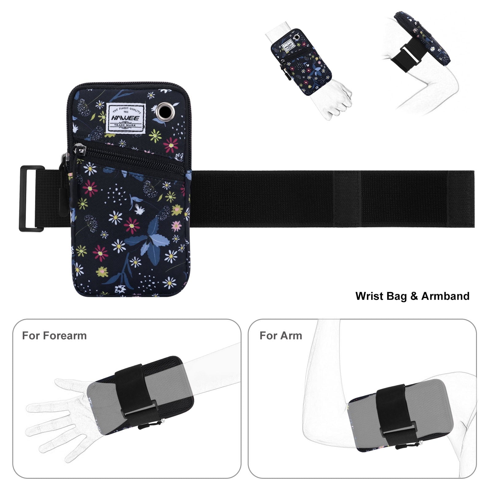 HAWEE Cell Phone Arm Bands Bag for Women Sports Running Pouch Hold Smartphone 6.28 Inches Full-screen, Colorful Flower