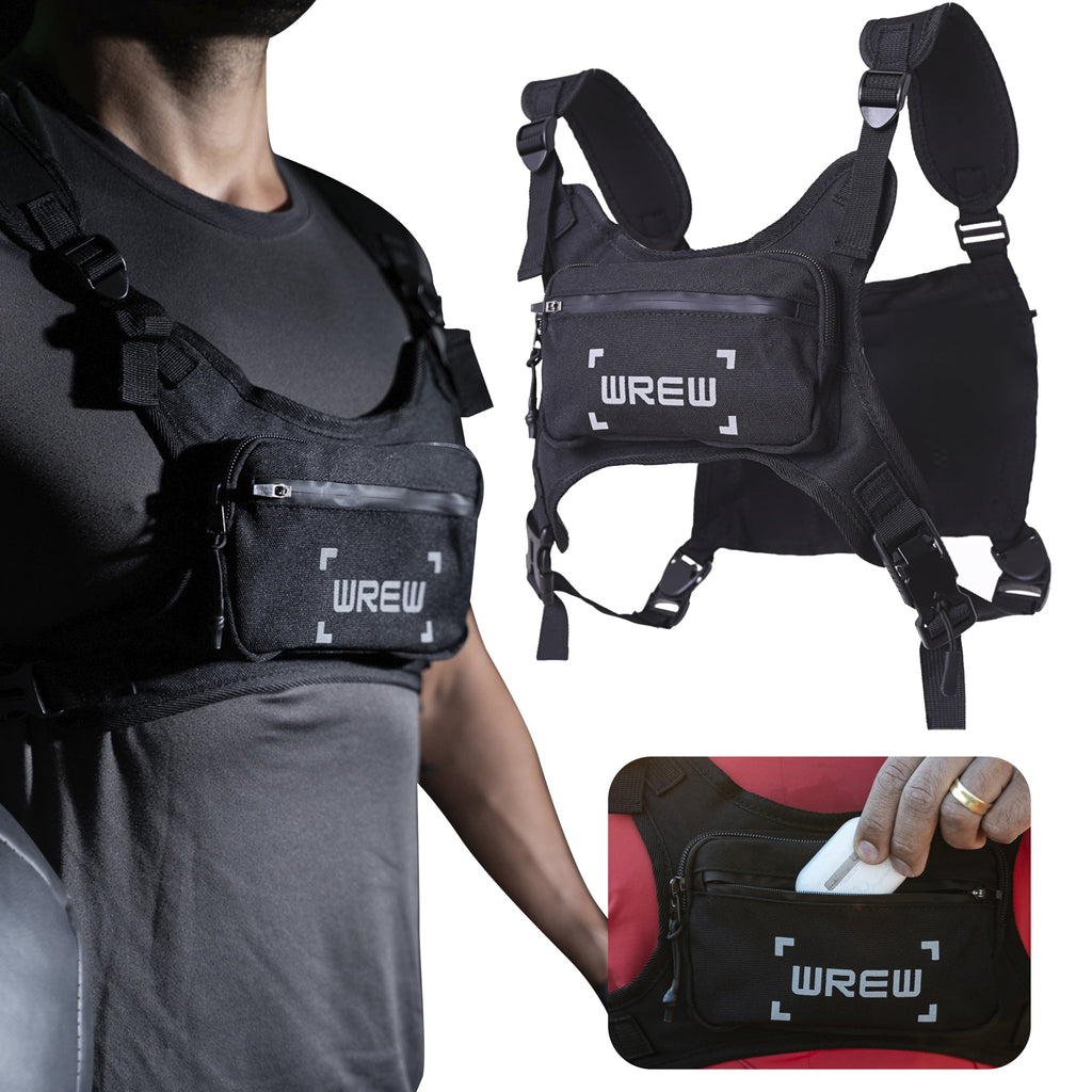Running Chest Pack for Men-Water Resistant Adjustable Shoulder Straps with Phone Holder Storage-Anti-Theft Lightweight Running Chest Bag for Men,Cycling, Jogging