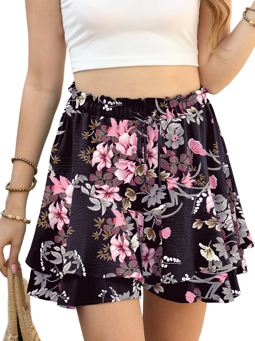 Cueply Flowy Shorts for Women Mini Tennis Skirt Ruffle Tiered Skorts Running Workout Sports Shorts