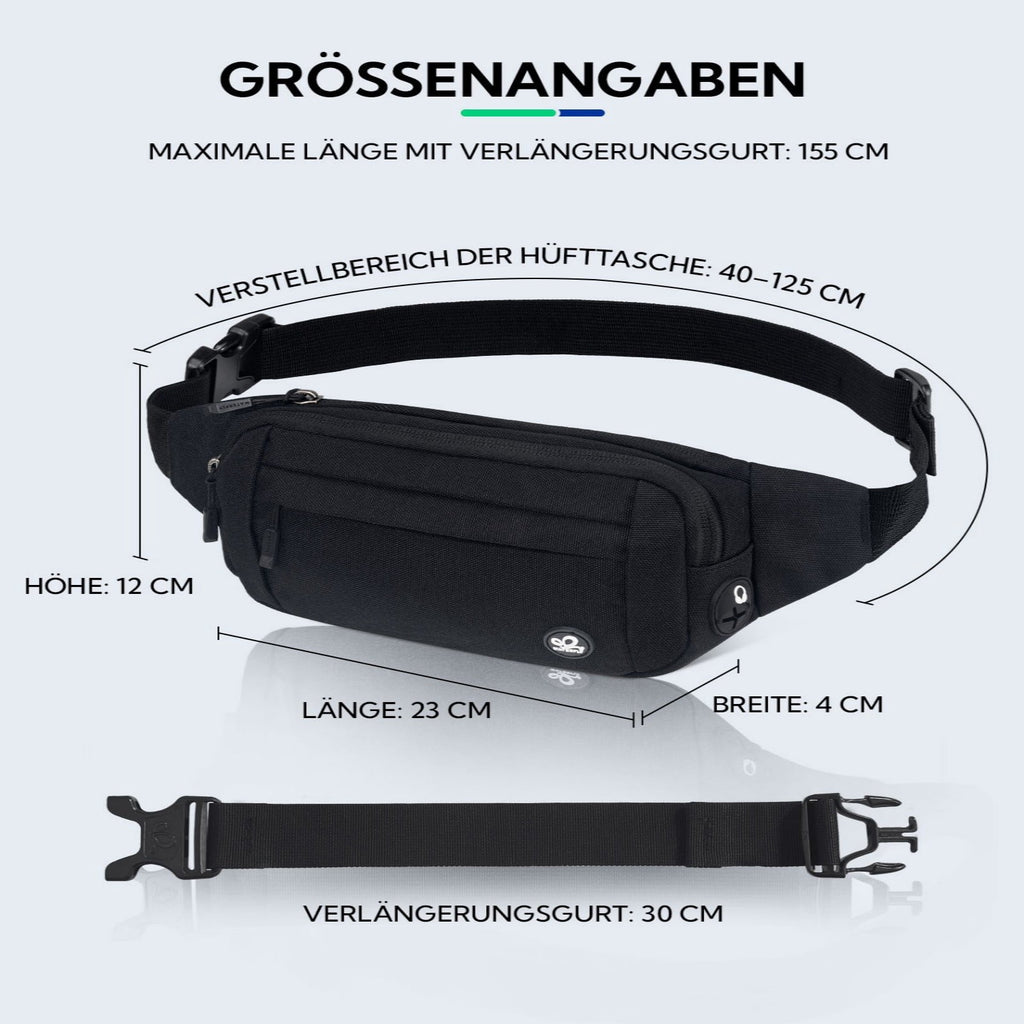WATERFLY Unisex Lightweight Running Hiking Jogging Nylon Fanny Pack Waist Bag-Dark Blue