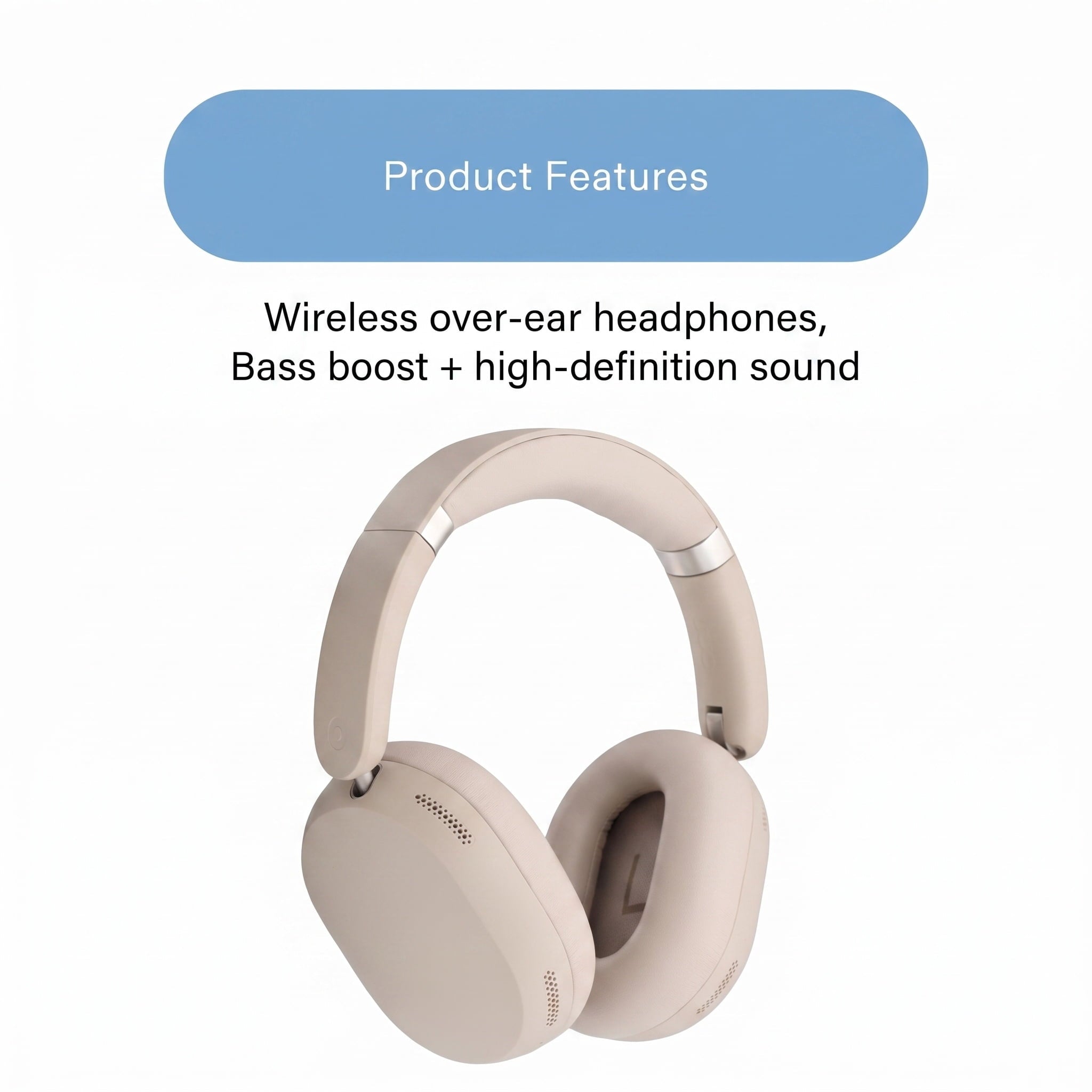 onn Hushbyte Wireless Over-Ear Headphones, Black