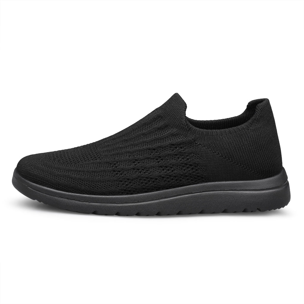 Unisex Sock Walking Shoes Wide Toe Box Slip-on Mens Running Shoe Womens Lightweight Casual Fashion Sneakers Black 8Women/6Men