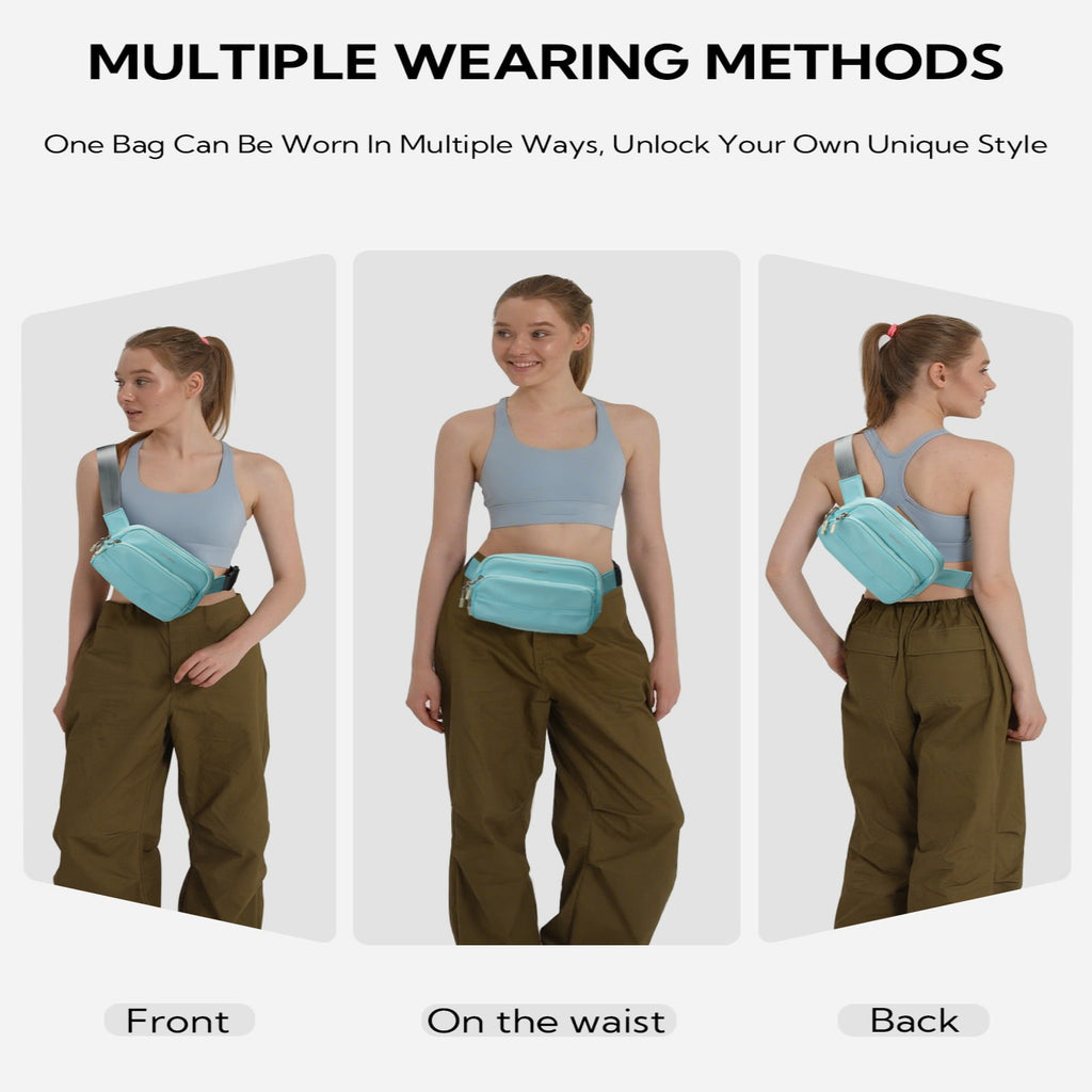 WATERFLY Unisex 2L Walking Hiking Travel Running Nylon Fanny Pack Waist Bag,Black