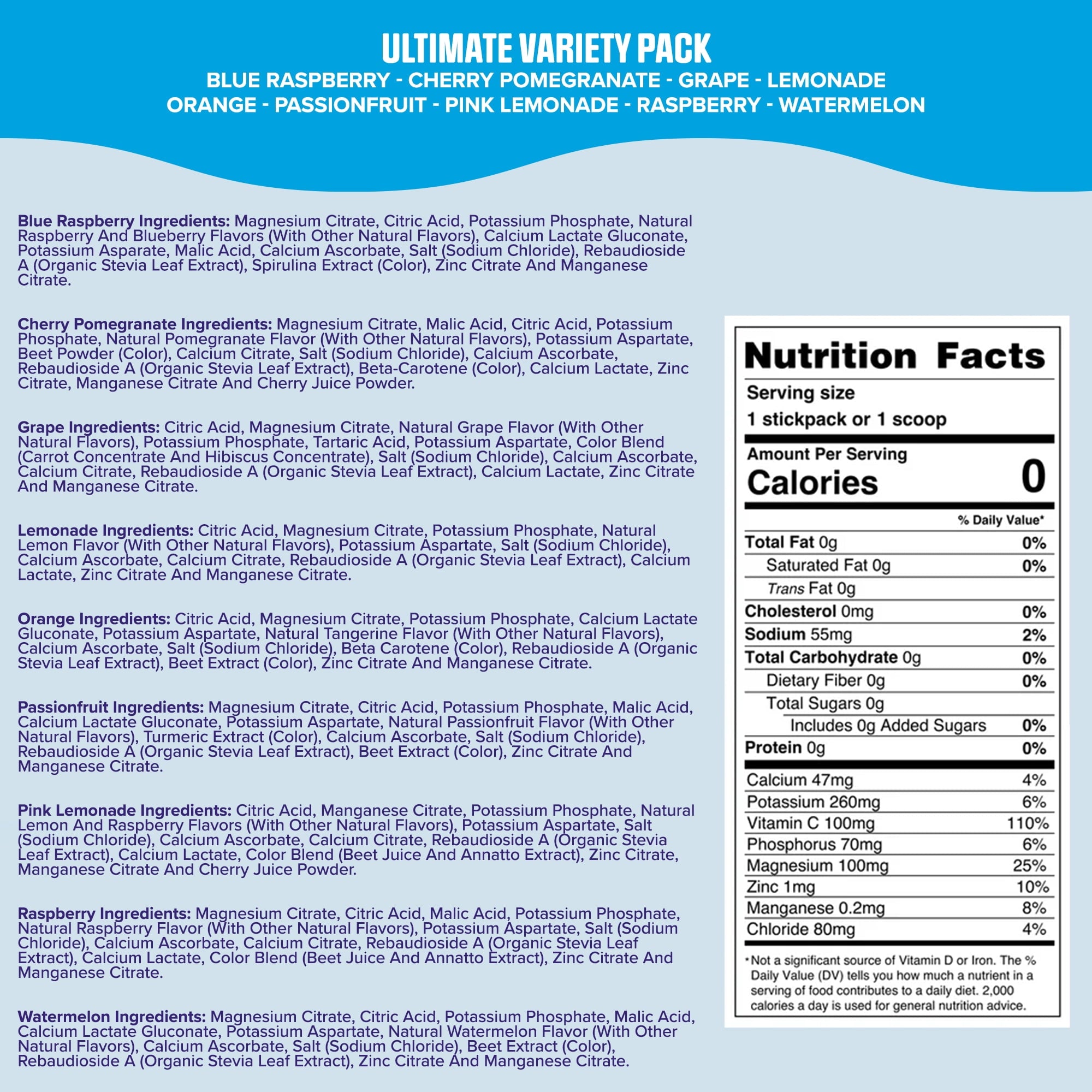 Ultima Replenisher, Electrolyte Drink Mix Packets, Sugar Free Daily Hydration Powder, Mocktini Variety Pack, 16 Count Stickpacks