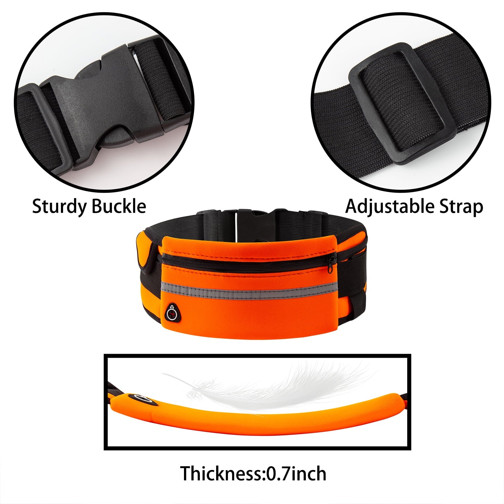 3 PCS Running Belt Pack, Waist Zip Pouch Bag with Adjustable Belt, Women and Men Phone Pack for Running Jogging Hiking Cycling Fitness Workout Gym Sports