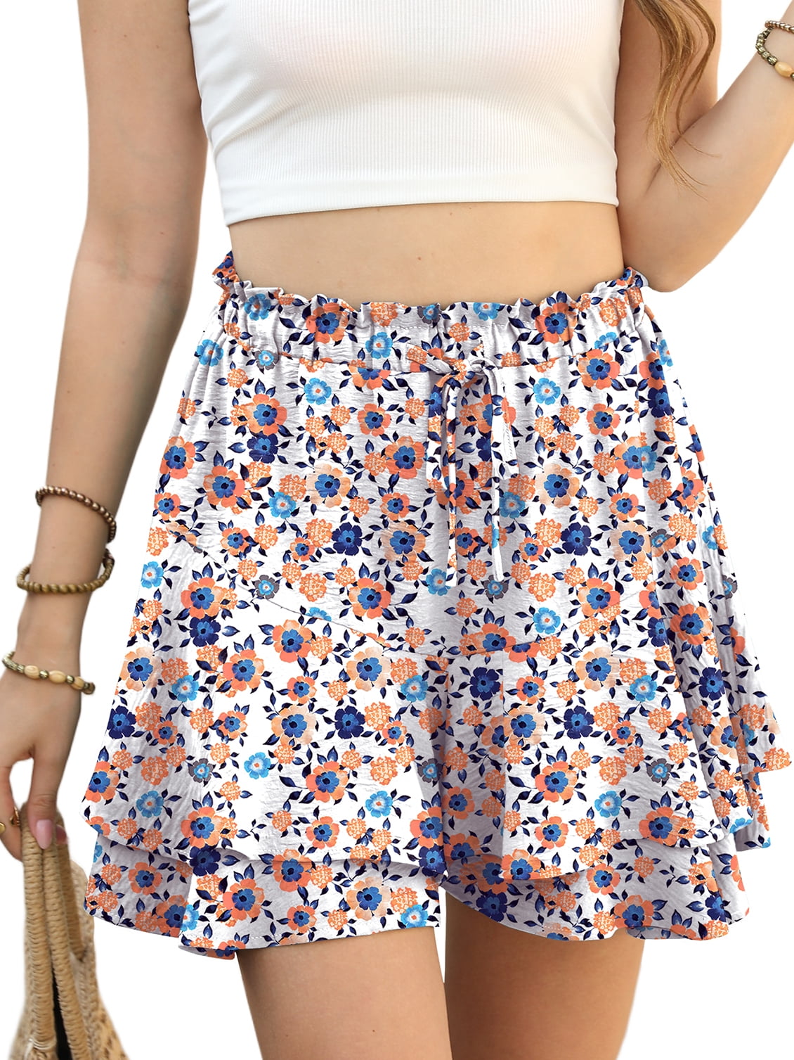 Cueply Flowy Shorts for Women Mini Tennis Skirt Ruffle Tiered Skorts Running Workout Sports Shorts