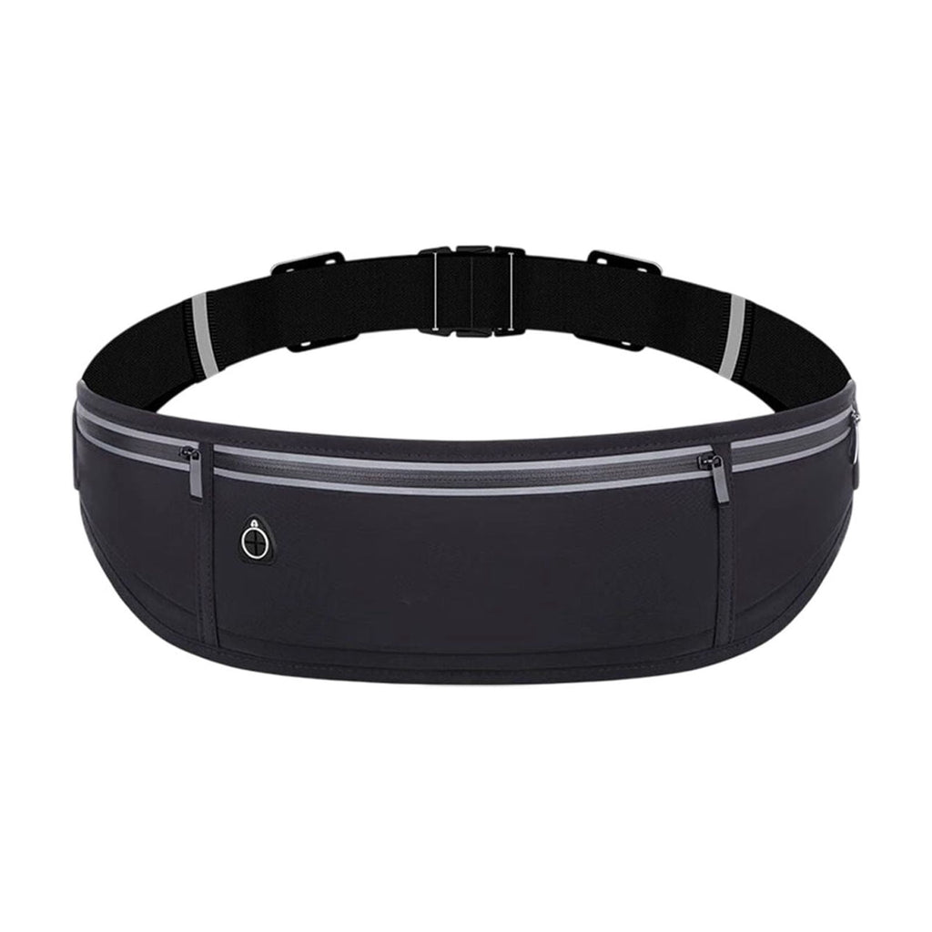 Waterproof Waist Bag Running Fanny Pack Sports Phone Pouch 18.9in with Reflective Strips Multi Pocket Adjustable Belt for Night Running Cycling Hiking Camping Gym Outdoor Sports Travel Accessories