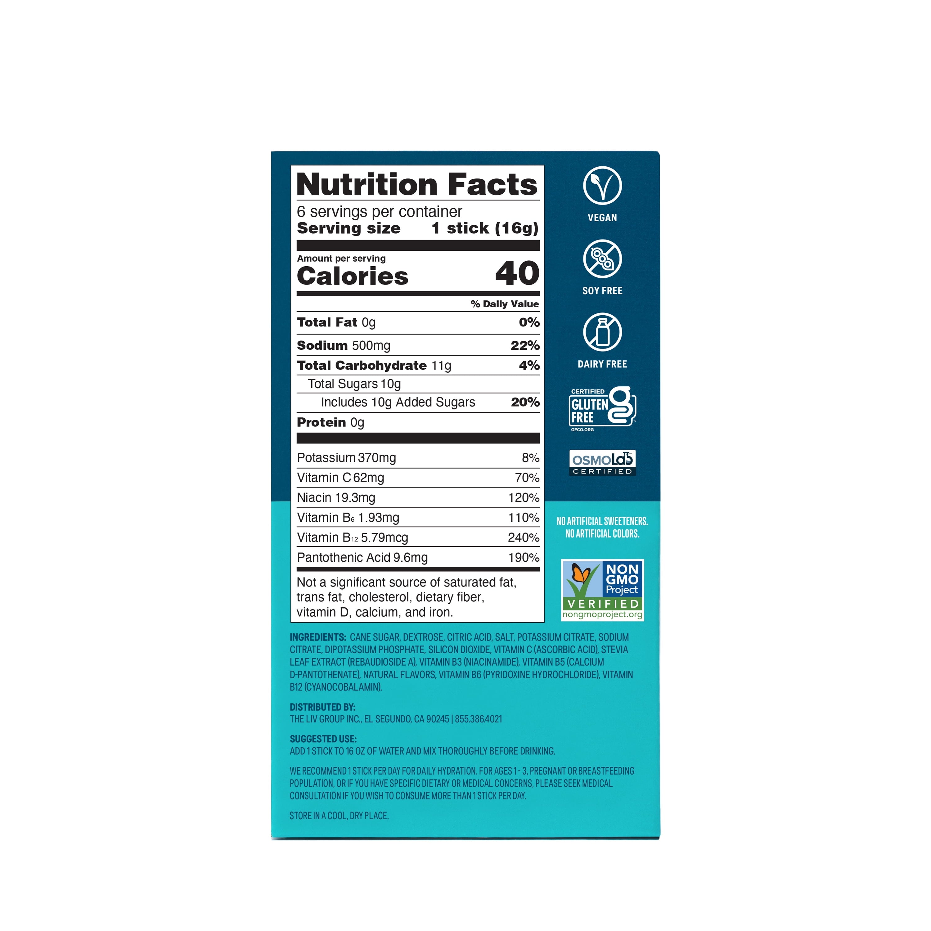 Liquid I.V.® Lemon Lime Hydration Multiplier® Powdered Electrolyte Drink Mix, 6 Count Packets