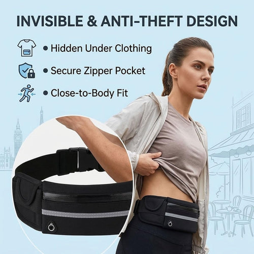 Anti-Theft Invisible Waist Bag，Equipped With Reflective Strips, This High-Capacity, Waterproof, and Adjustable Accessory Is Designed Specifically for Outdoor Running.