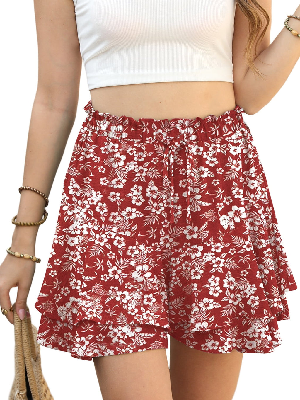 Cueply Flowy Shorts for Women Mini Tennis Skirt Ruffle Tiered Skorts Running Workout Sports Shorts