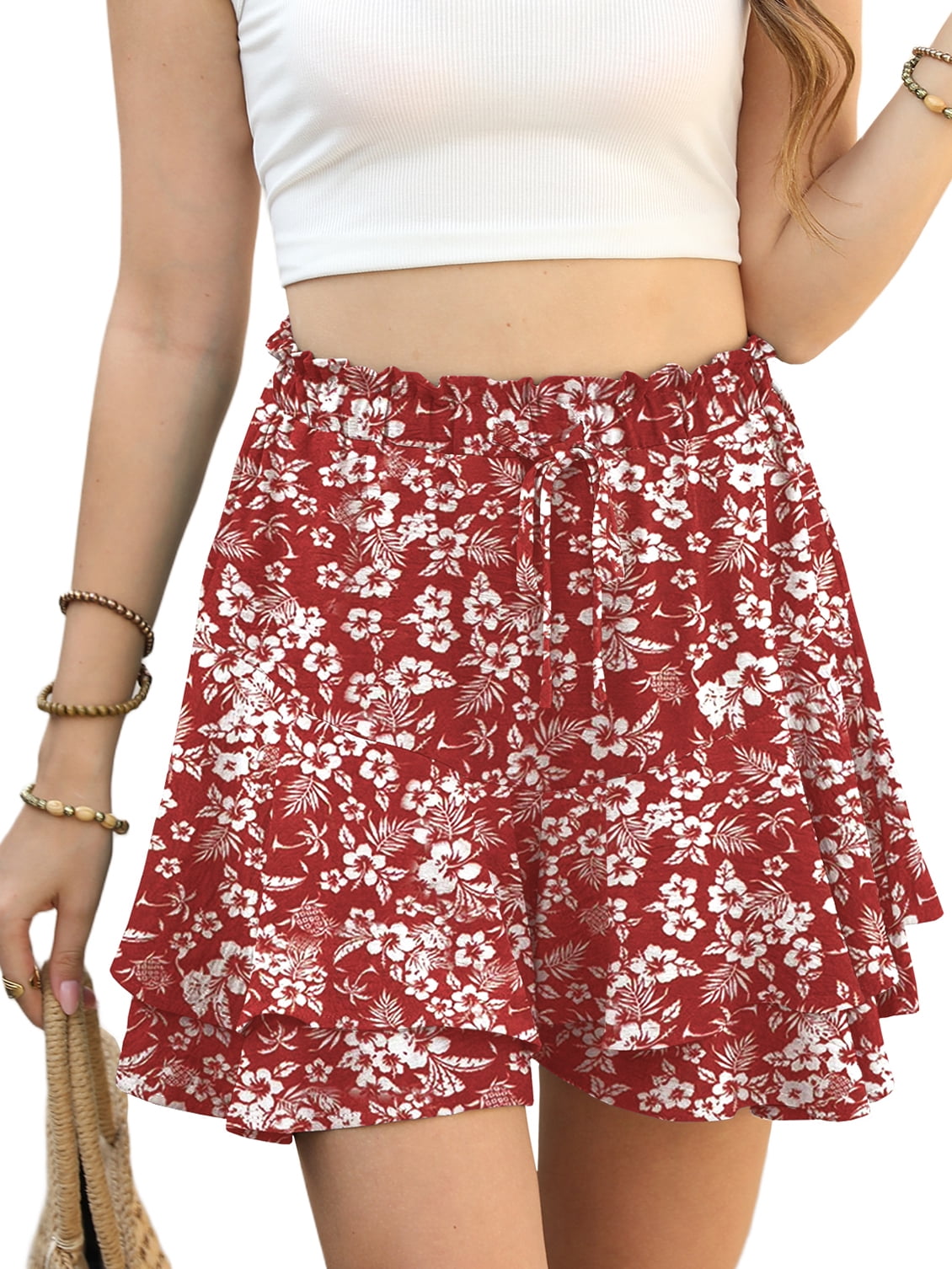 Cueply Flowy Shorts for Women Mini Tennis Skirt Ruffle Tiered Skorts Running Workout Sports Shorts