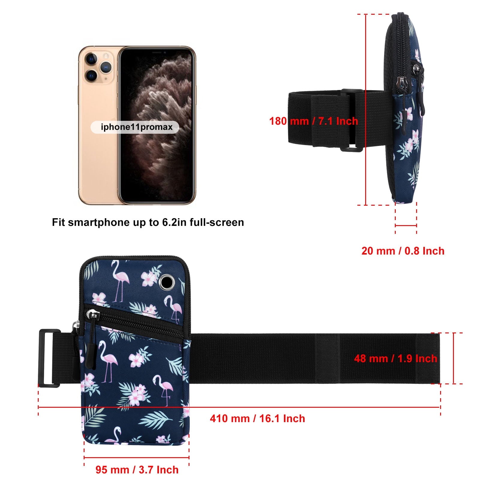 HAWEE Cell Phone Arm Bands Bag for Women Sports Running Pouch Hold Smartphone 6.28 Inches Full-screen, Colorful Flower