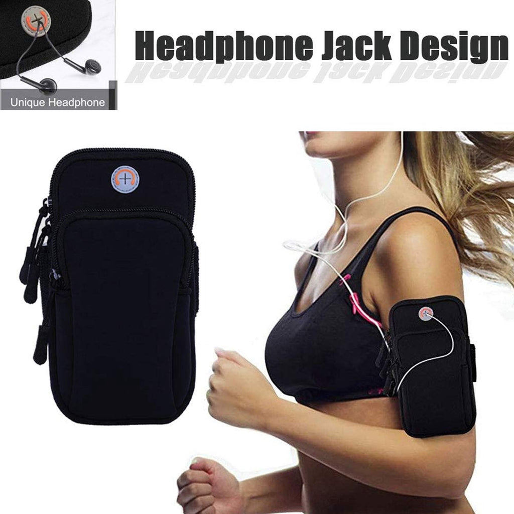Phone Holder Running Armband | For iPhone 17/16/15/14/13/12/11 Pro Max XS XR & Galaxy S26/S25/S24/S23 Ultra | Sport Gym Hiking Pouch Bag (Black)