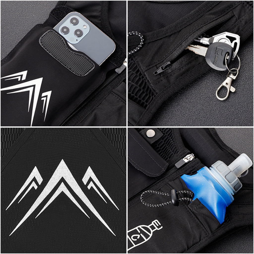 Arsvita Running Vest, Zip Reflective Running Vests with 500ml Hydration Bottle, Adjustable Waistband & Breathable Material, Chest Pack Gear Phone Holder for Running, Men & Women