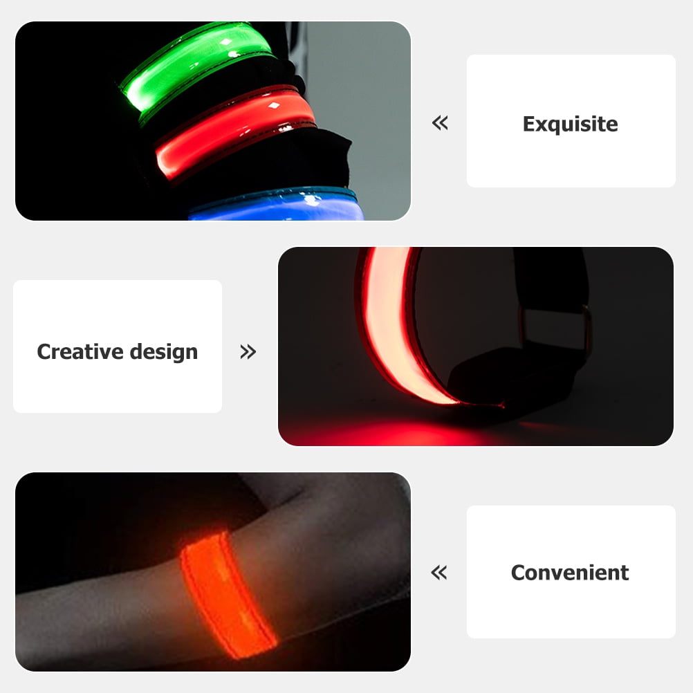 LULULION 2Pcs Rechargeable Red Reflective Running Gear Adjustable Lightweight Nylon LED Armband