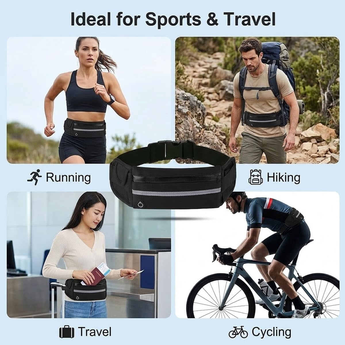 Anti-Theft Invisible Waist Bag，Equipped With Reflective Strips, This High-Capacity, Waterproof, and Adjustable Accessory Is Designed Specifically for Outdoor Running.