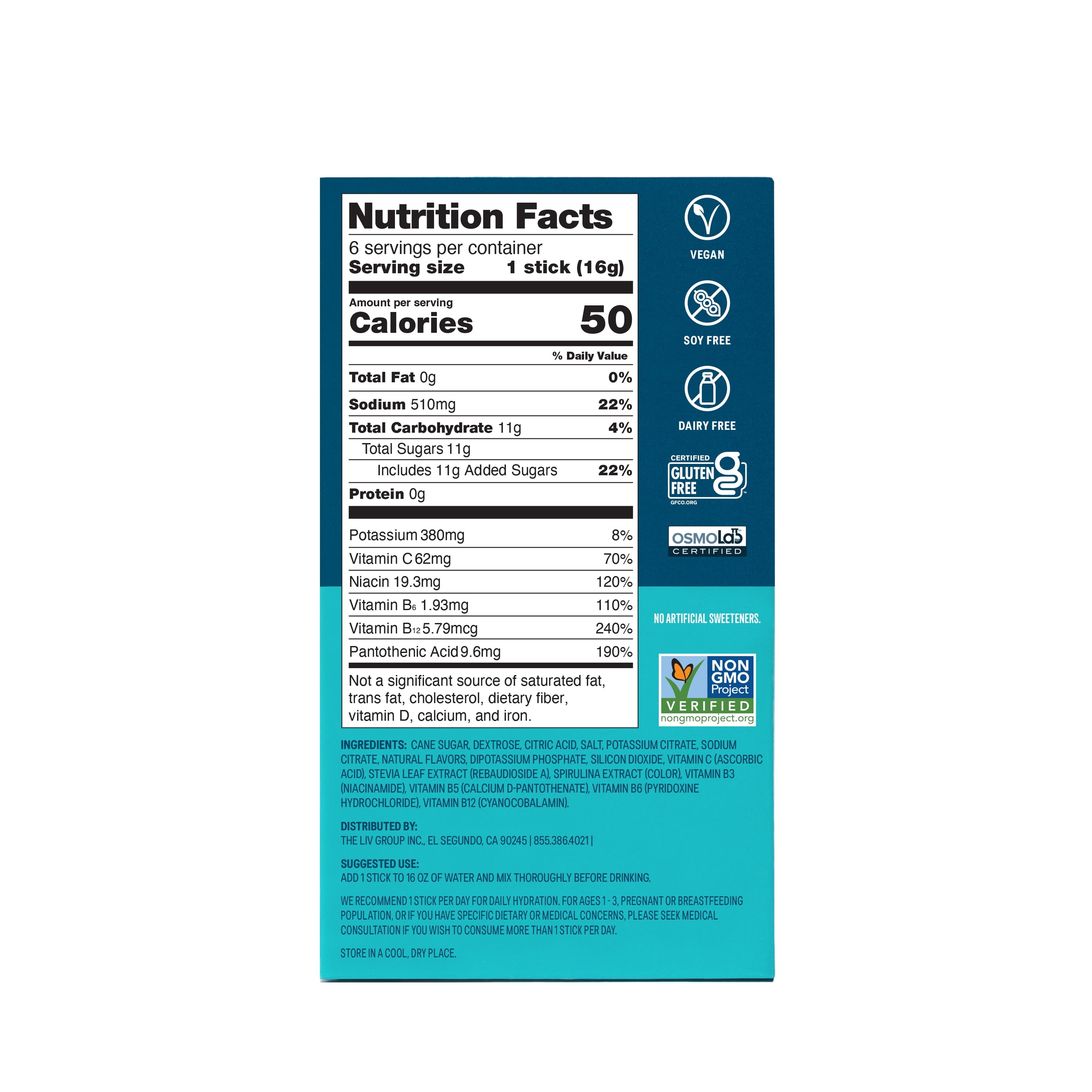 Liquid I.V.® Lemon Lime Hydration Multiplier® Powdered Electrolyte Drink Mix, 6 Count Packets