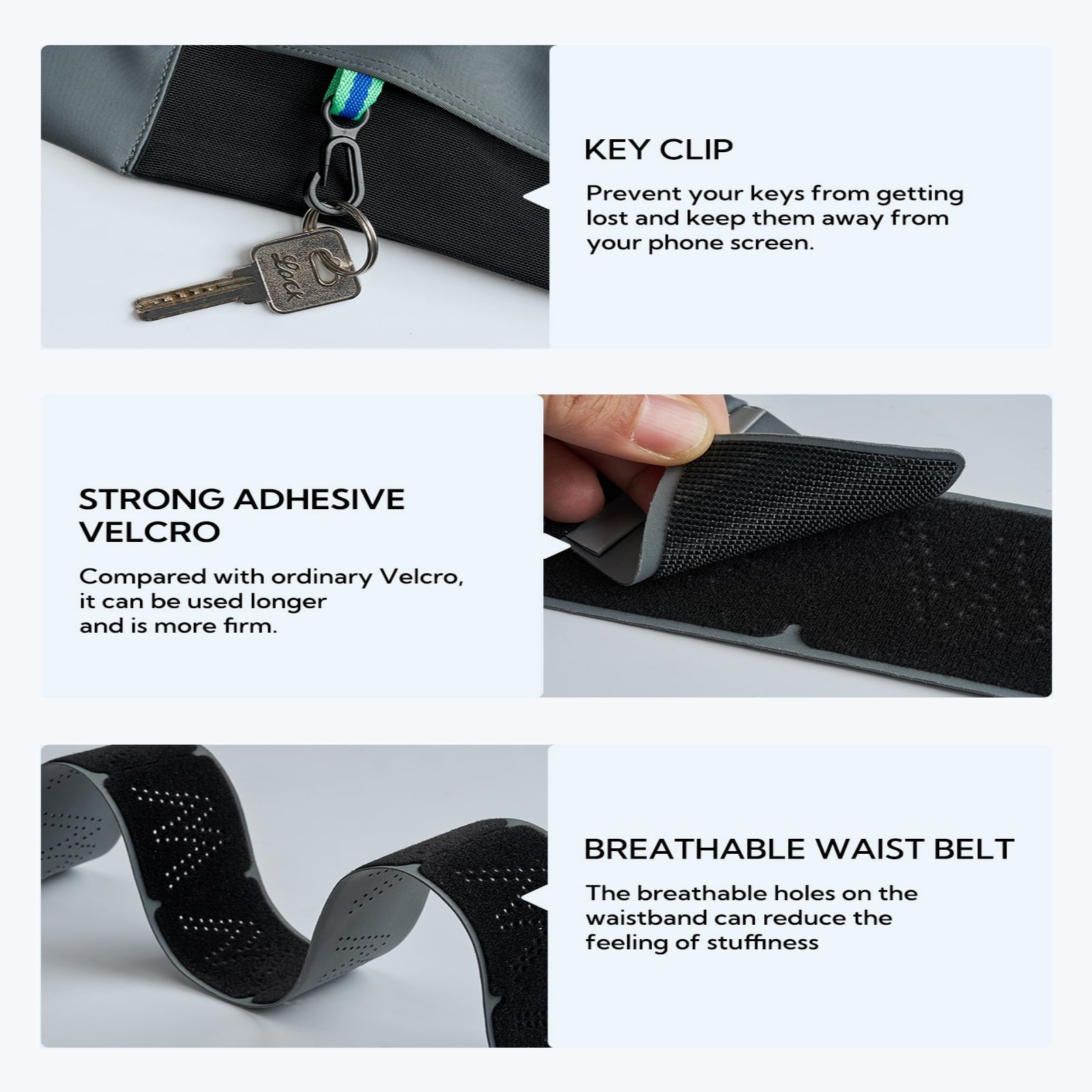 WATERFLY Unisex Adjustable Hiking Jogging Fitness Nylon Running Waist Belt,Black