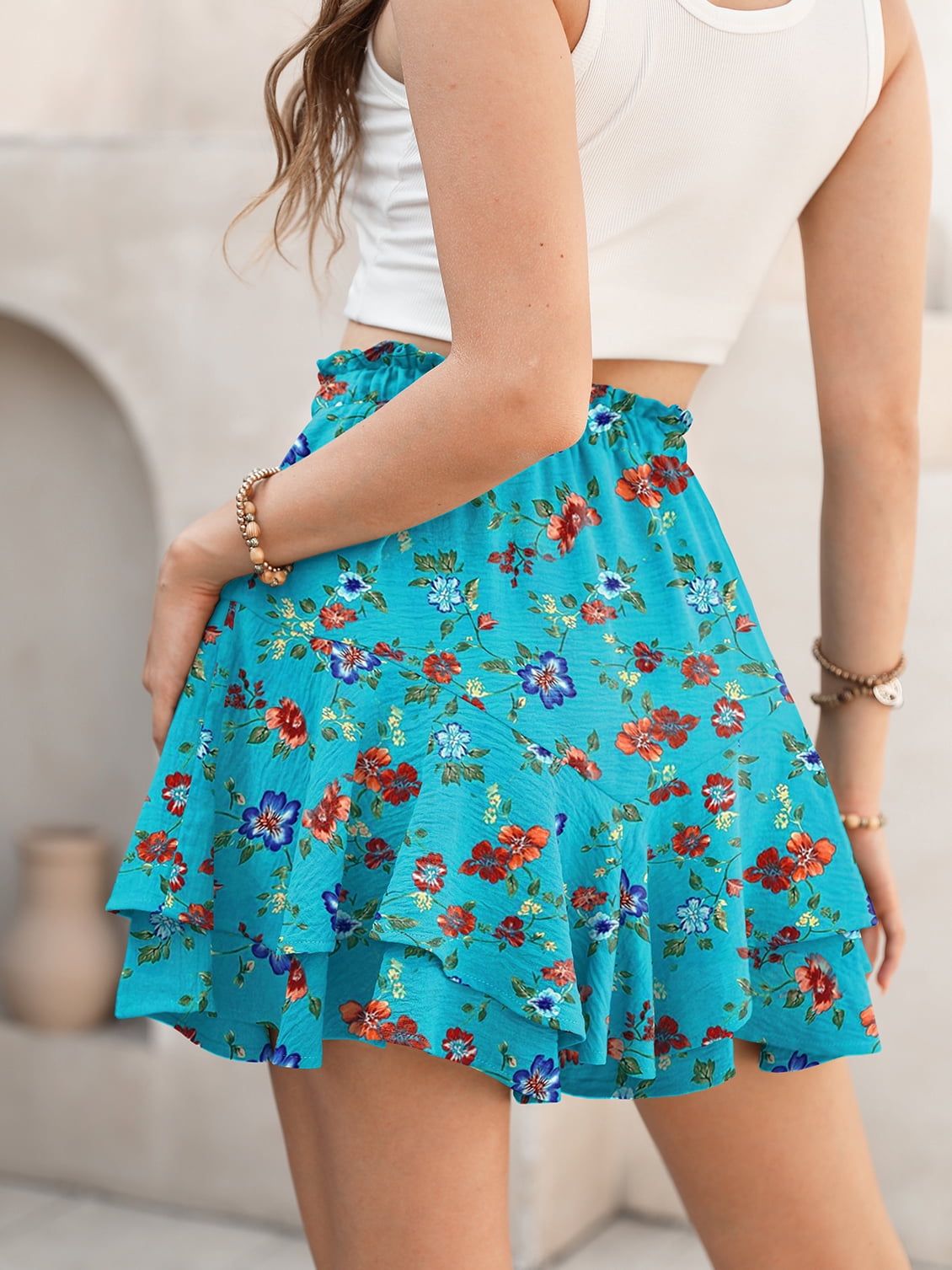 Cueply Flowy Shorts for Women Mini Tennis Skirt Ruffle Tiered Skorts Running Workout Sports Shorts