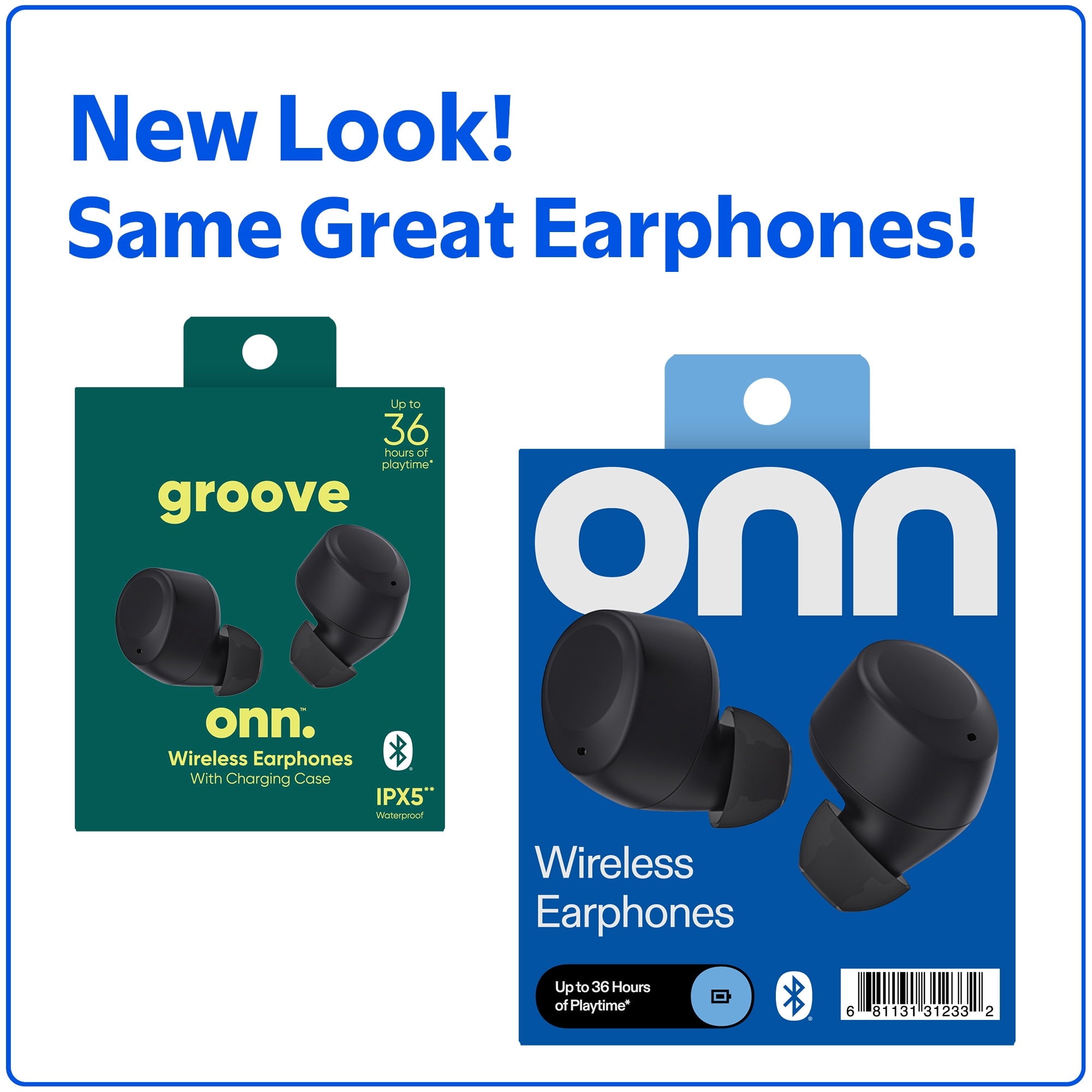Onn Bluetooth Earphones with Charging Case and Touch Control, Black