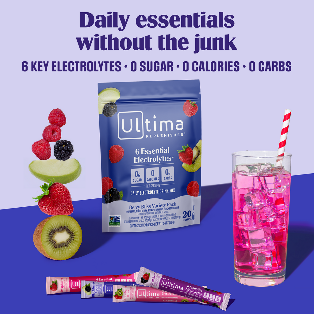 Ultima Replenisher, Electrolyte Drink Mix Packets, Sugar Free Daily Hydration Powder, Mocktini Variety Pack, 16 Count Stickpacks
