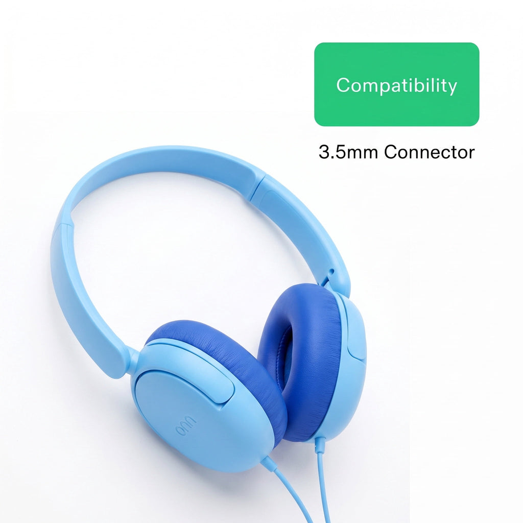onn On-Ear Headphones with 3.5 mm Connector, Pink