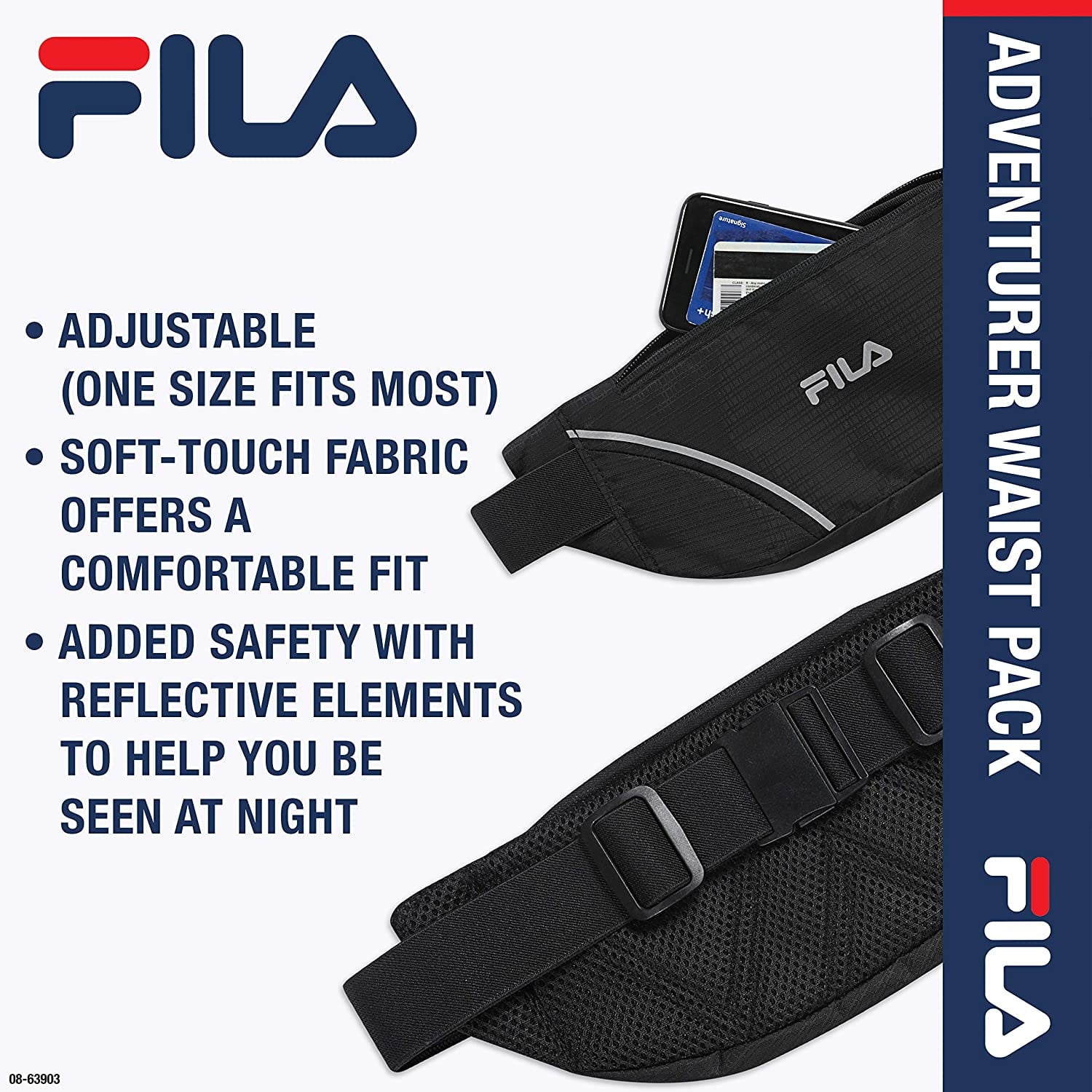 FILA Accessories Waist Pack - Running Belt Fanny Pack | Adventurer Adjustable Sports Pouch Phone Holder for Women & Men | Running, Walking, Cycling, Exercise & Fitness