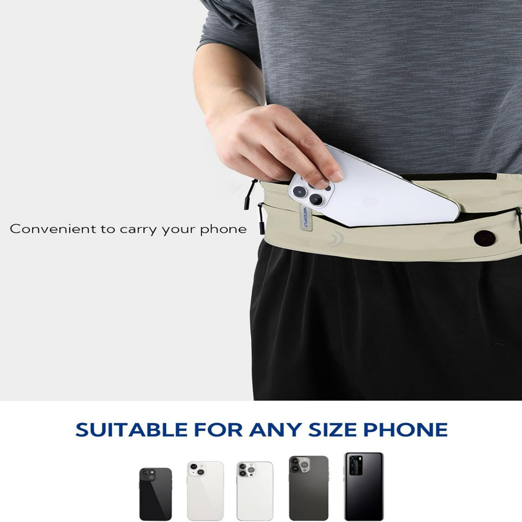 WATERFLY Unisex Adjustable Non-Slip Jogging Exercise Fitness Nylon Running Waist Belt,Black