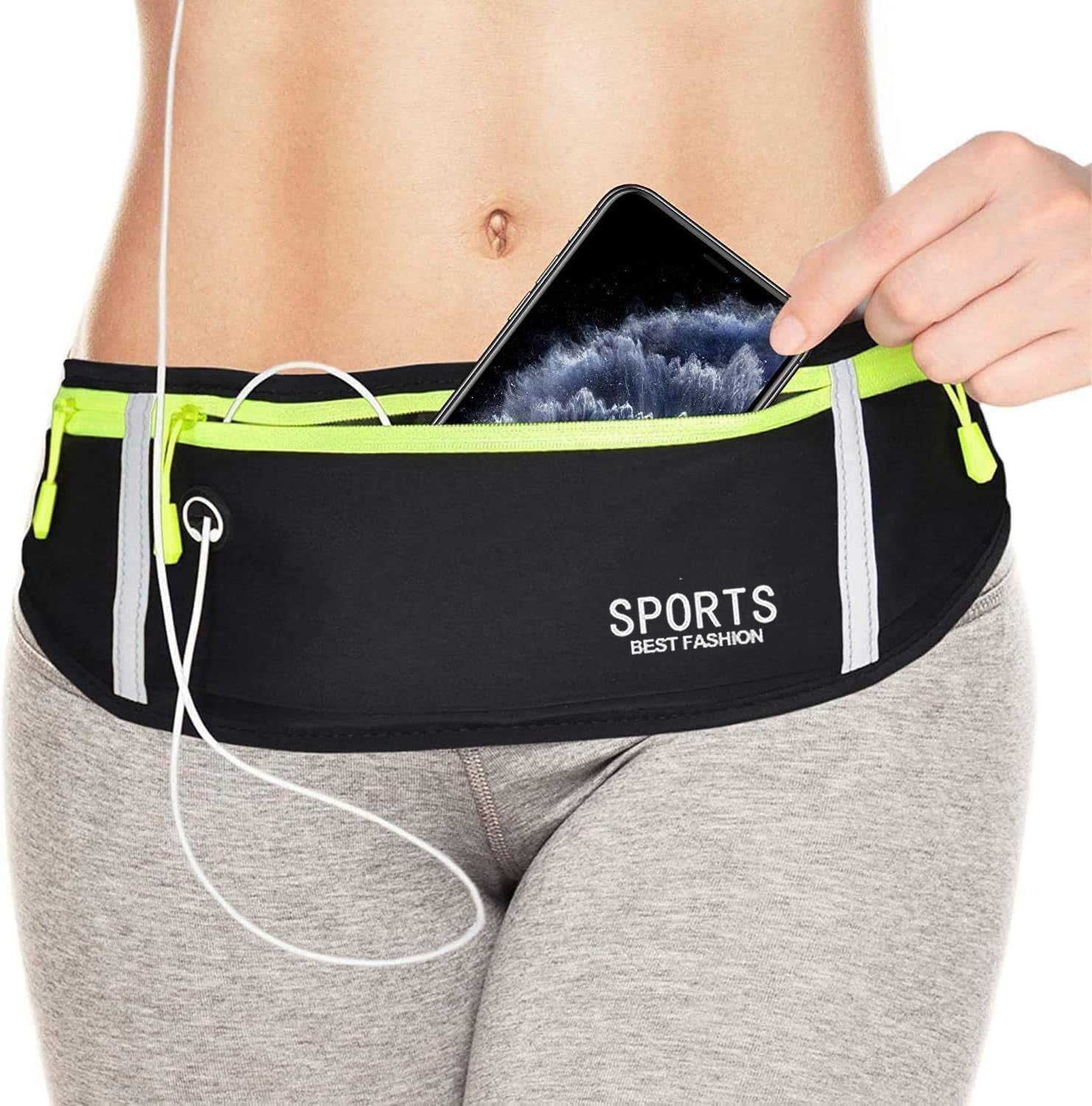 Entchin Slim Running Belt for Women Men, Runners Fanny Pack Phone Holder, Running Waist Bag for Workout