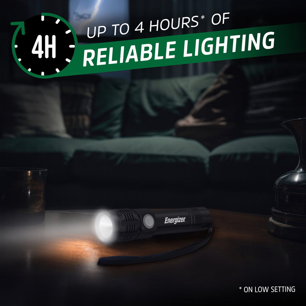 Energizer LED Rechargeable Flashlight - 350 Lumens with USB Cable, Durable Metal Light for Camping, Emergency, Running & Hunting