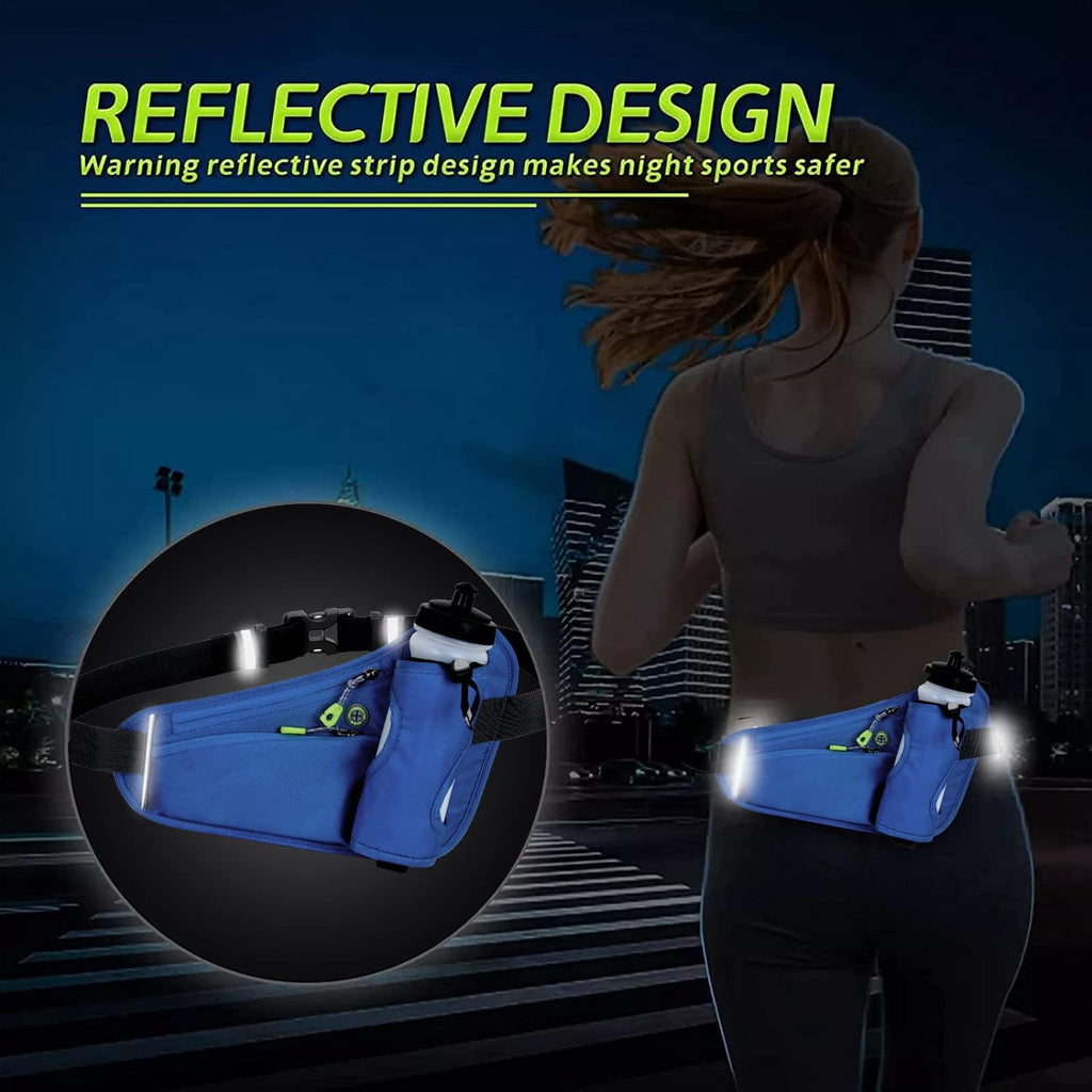 Running Belt Hydration Waist Pack with Water Bottle Holder for Men&Women Outdoor Sports (Black)