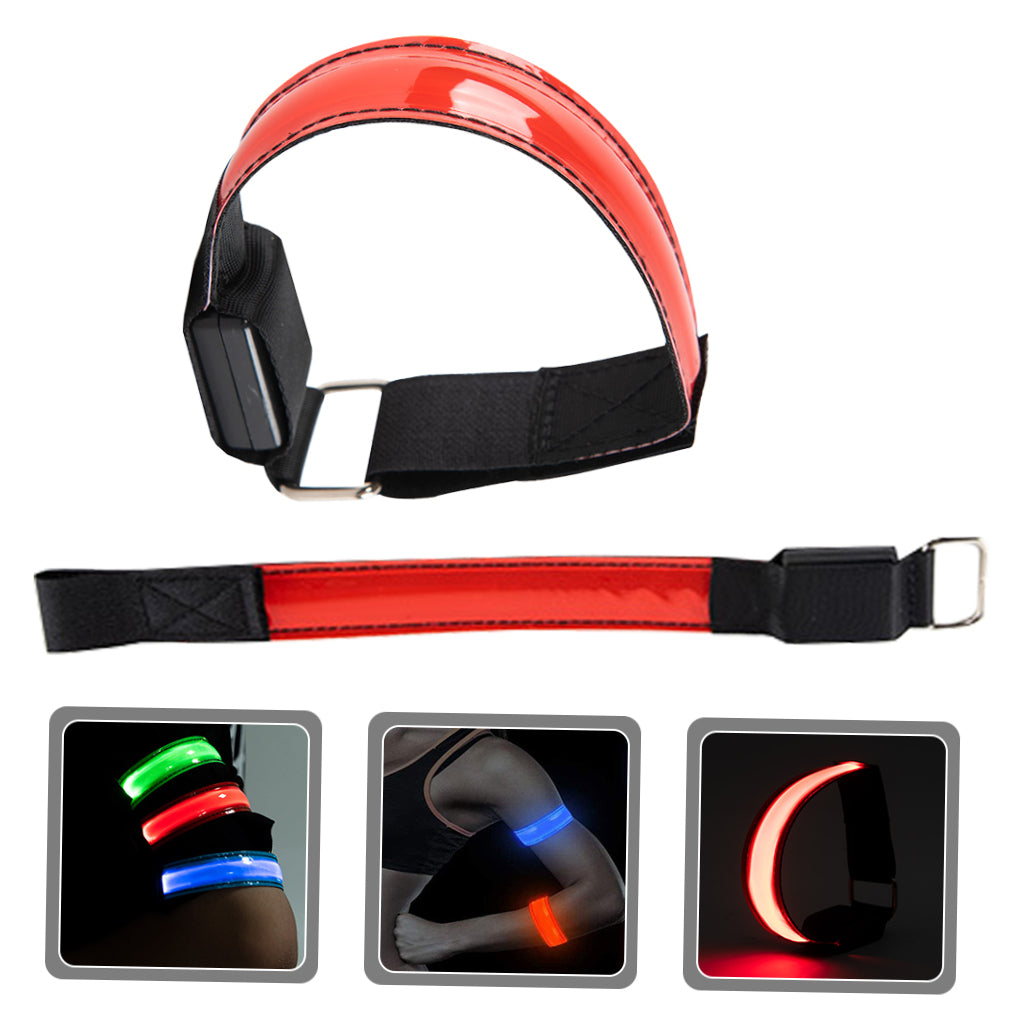 LULULION 2Pcs Rechargeable Red Reflective Running Gear Adjustable Lightweight Nylon LED Armband