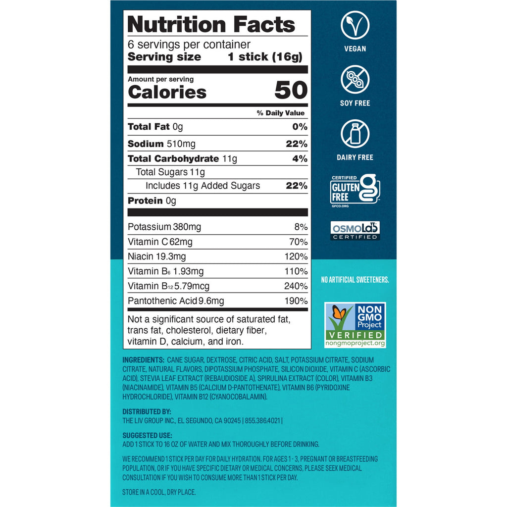 Liquid I.V.® Lemon Lime Hydration Multiplier® Powdered Electrolyte Drink Mix, 6 Count Packets