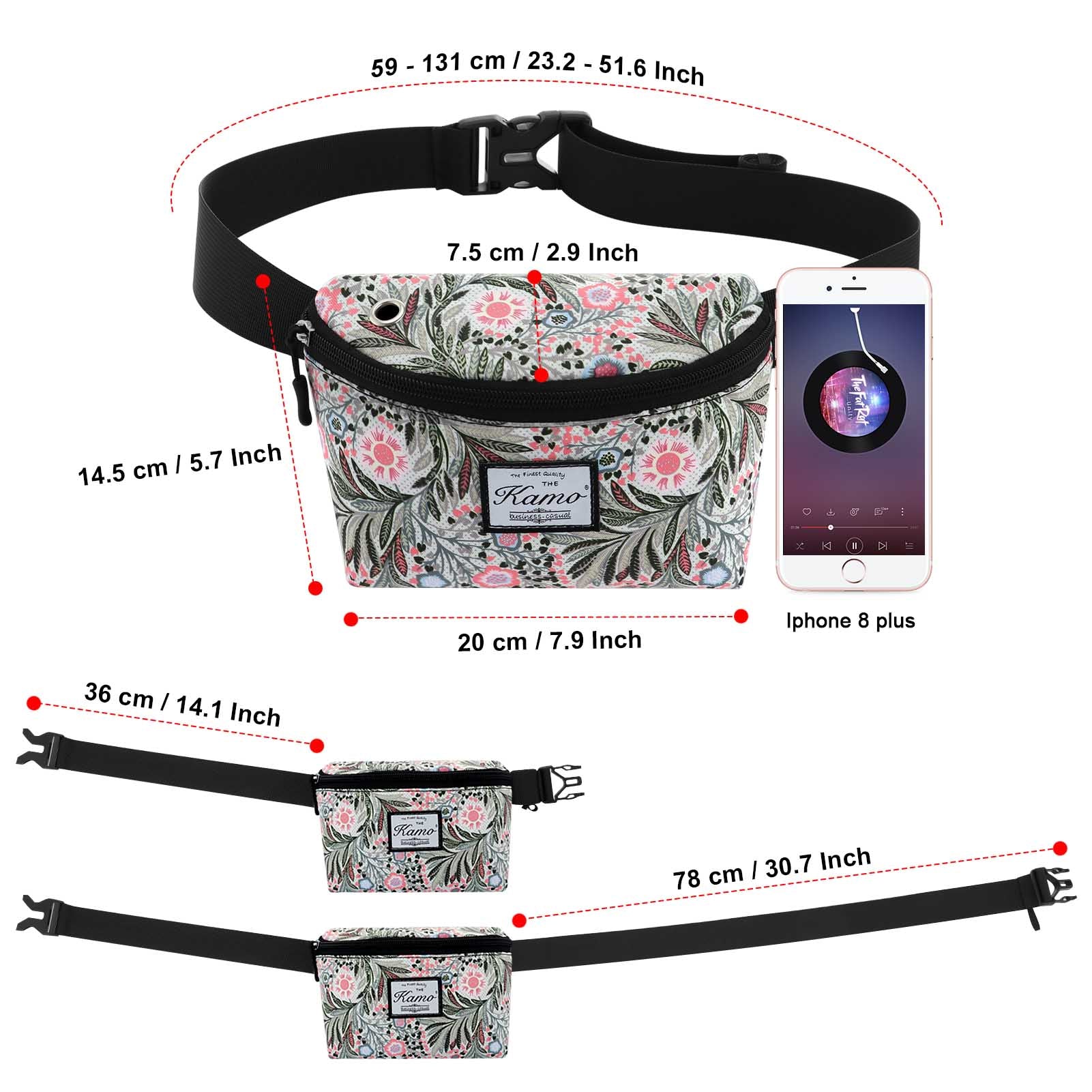 HAWEE Fanny Packs for Women - Slim Yet Spacious Waist Pack with Headphone Cord Access - Lightweight Fannie Hip Bag Great for Hiking, Walking, Biking, Running, Travel