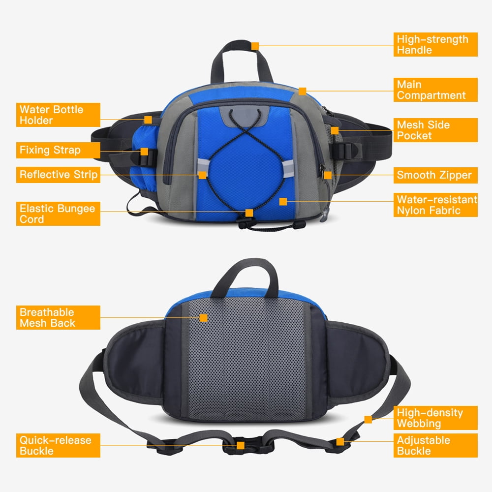 Waist Bag Fanny Pack Hip Bum Bag with Water Bottle Holder for Men Women for Outdoor Running Hiking Cycling Traveling