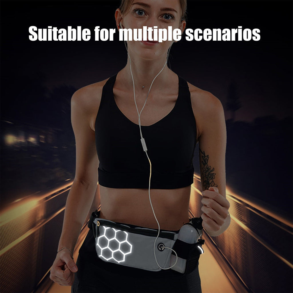 Running Waist Pack with Water Bottle Holder | Waterproof Sports Belt Bag for Phone & Keys | Unisex Fanny Pack 27x14cm | Lightweight Marathon Running Gear & Hiking Hydration Pack | 100g